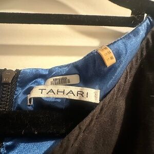 Tahari black and blue cutout dress